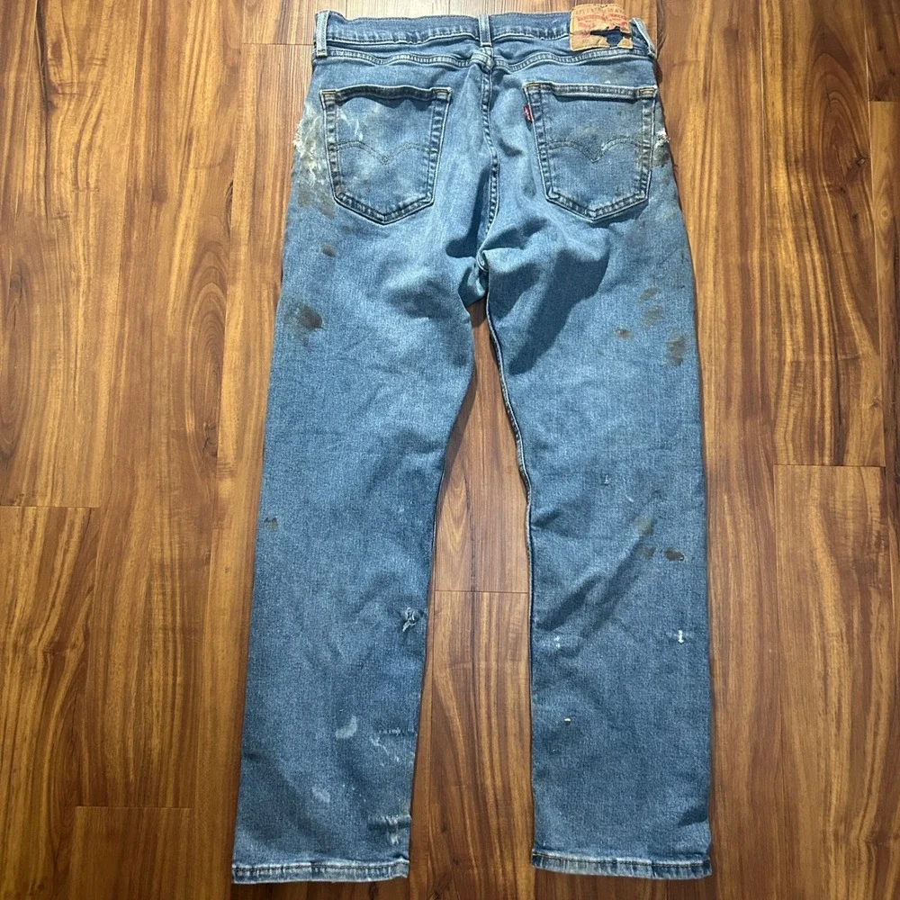 Levis 505 Regular Fit Blue Jeans Mens 34x30 Distressed Paint Splatter Thrashed